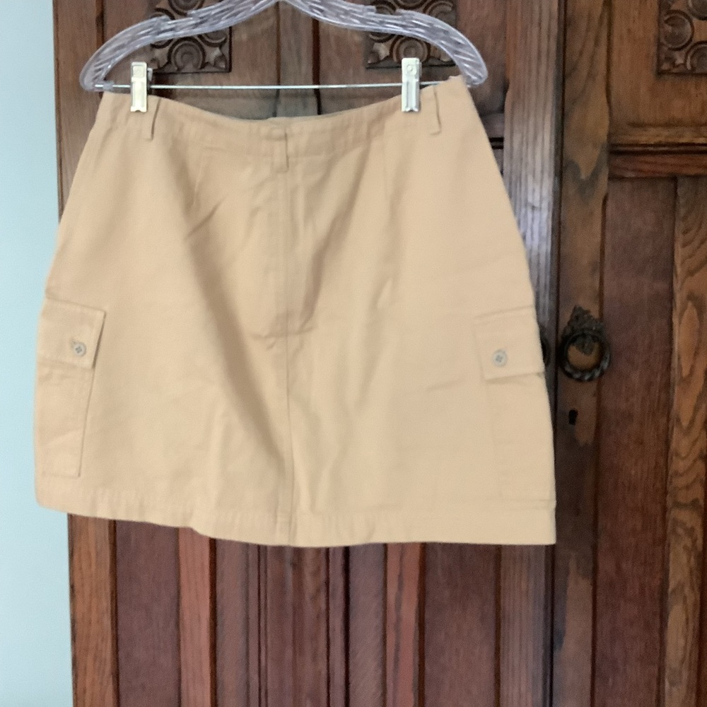 classic khaki jean skirt
